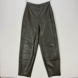 Aritzia Wilfred Faux Leather Pants Olive Green